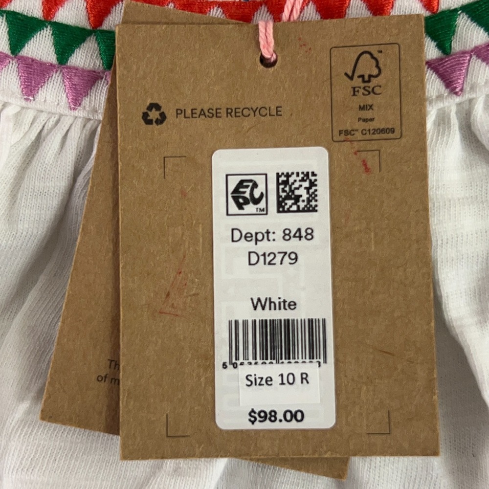 Boden Womens Size 10 White Eleni Embroidered Neckline Cotton Dress NWT *No Belt* - Picture 4 of 12